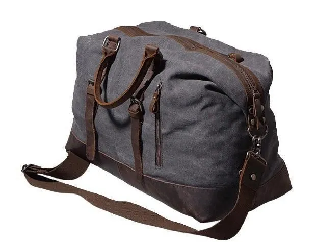 Black Waxed Canvas Weekender Bag Waxed Canvas Duffle Bag Large Canvas Leather Duffle Bag