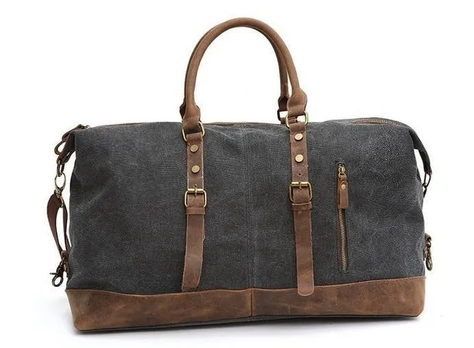 Black Waxed Canvas Weekender Bag Waxed Canvas Duffle Bag Large Canvas Leather Duffle Bag