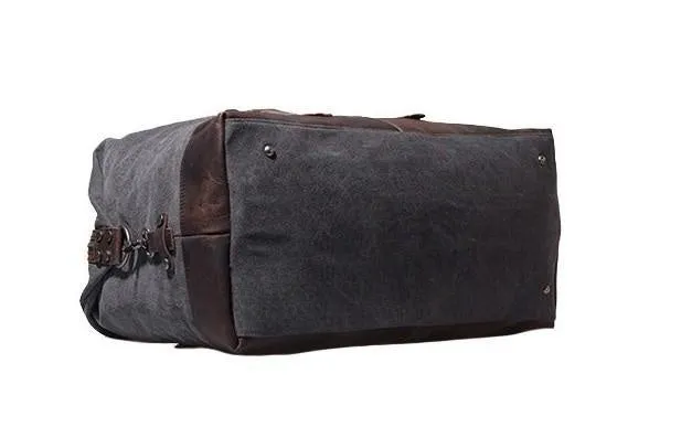 Black Waxed Canvas Weekender Bag Waxed Canvas Duffle Bag Large Canvas Leather Duffle Bag