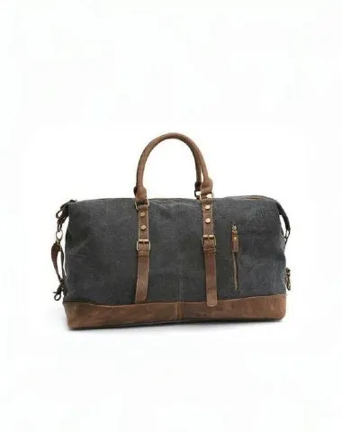 Black Waxed Canvas Weekender Bag Waxed Canvas Duffle Bag Large Canvas Leather Duffle Bag