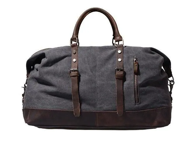 Black Waxed Canvas Weekender Bag Waxed Canvas Duffle Bag Large Canvas Leather Duffle Bag