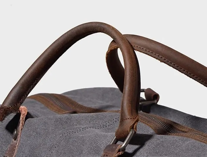 Black Waxed Canvas Weekender Bag Waxed Canvas Duffle Bag Large Canvas Leather Duffle Bag