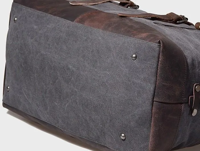 Black Waxed Canvas Weekender Bag Waxed Canvas Duffle Bag Large Canvas Leather Duffle Bag