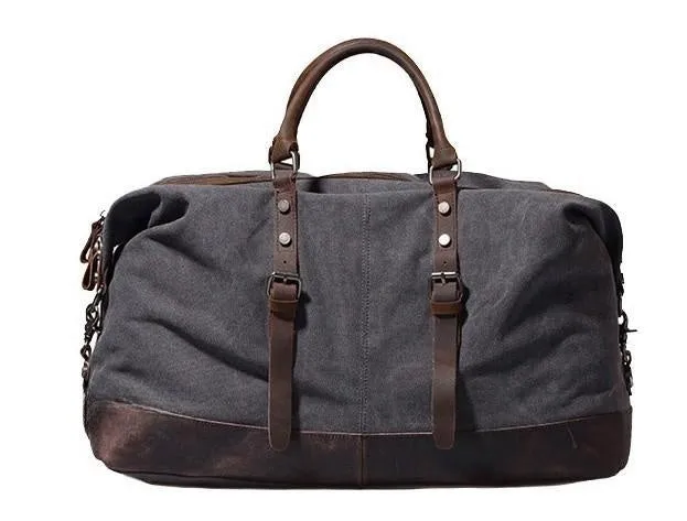 Black Waxed Canvas Weekender Bag Waxed Canvas Duffle Bag Large Canvas Leather Duffle Bag