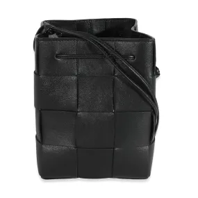 Bottega Veneta Black Lambskin Intrecciato Small Cassette Bucket Bag