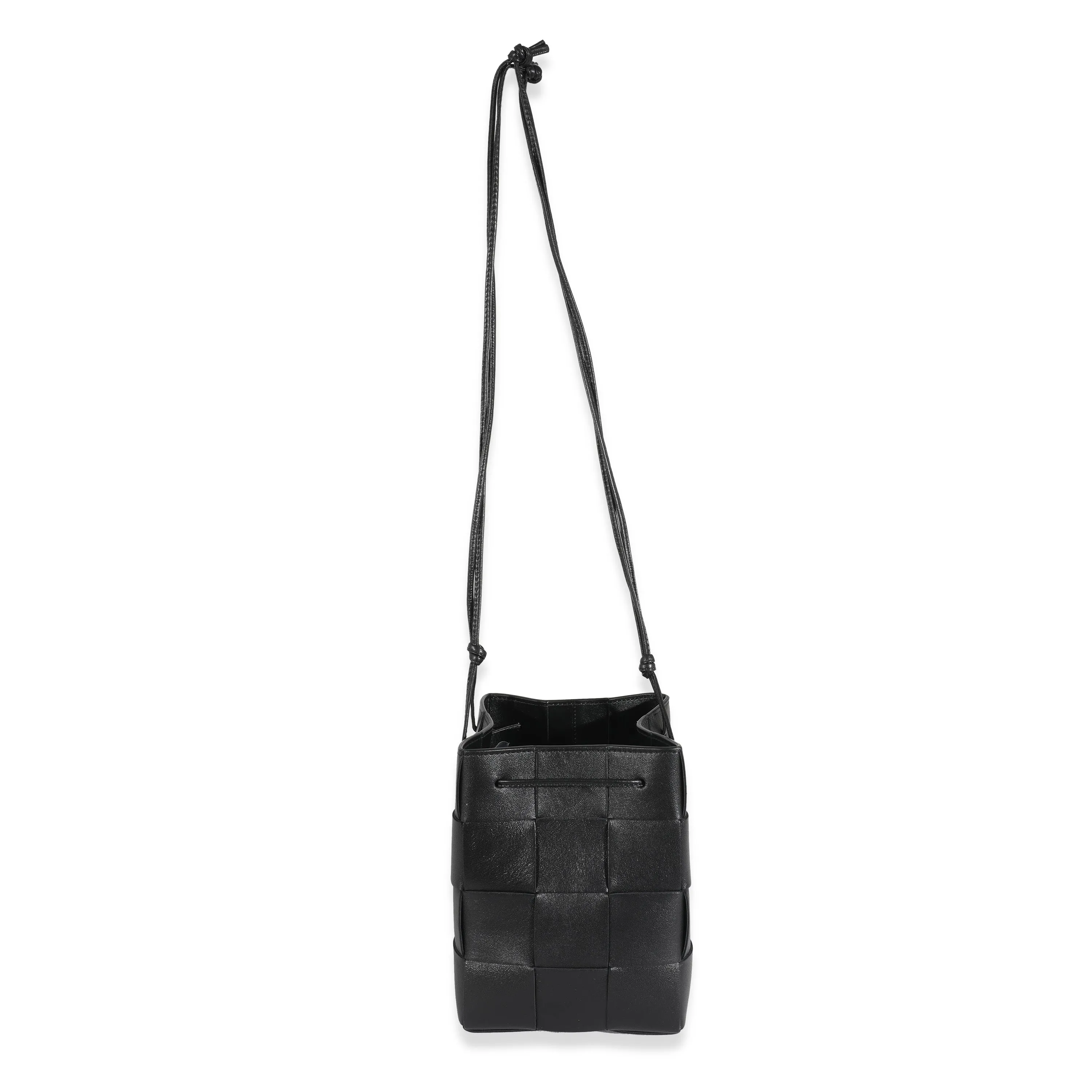 Bottega Veneta Black Lambskin Intrecciato Small Cassette Bucket Bag