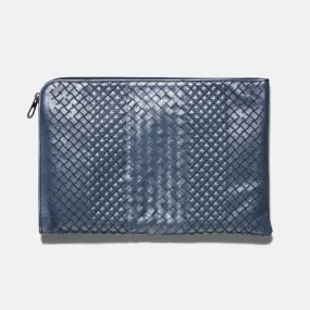 Bottega Veneta Blue Woven Leather Document Case