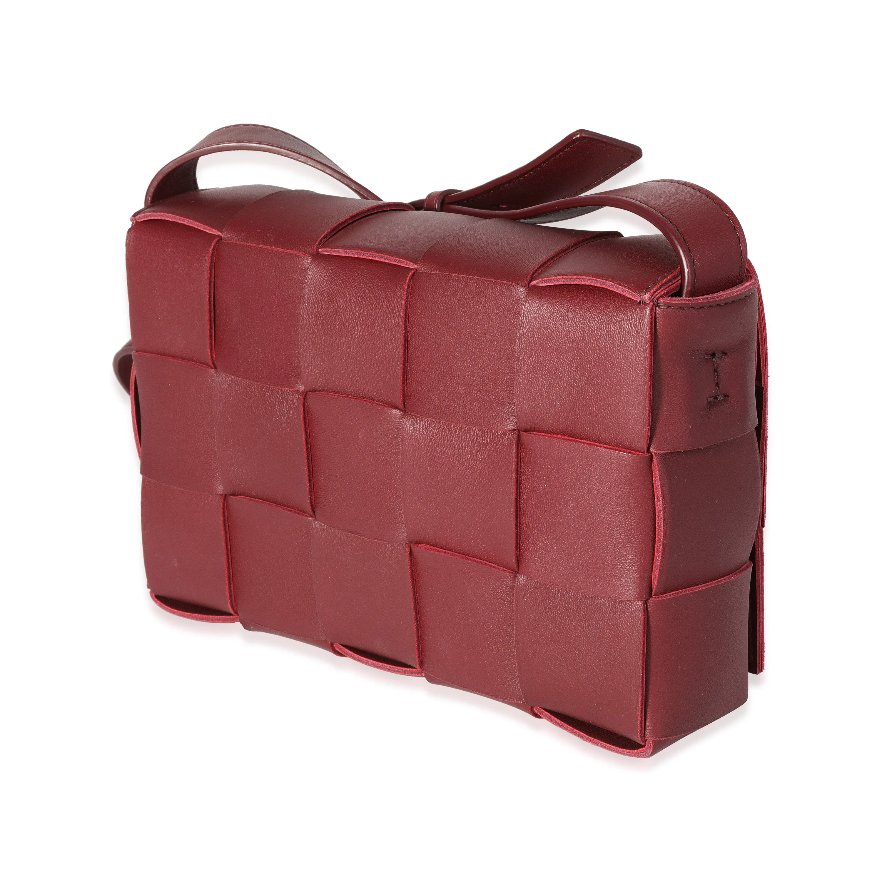 Bottega Veneta Bordeaux Intrecciato Lambskin Cassette Bag