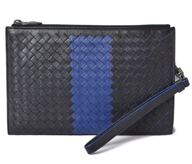 Bottega Veneta Leather Clutch Bag Document Case with Strap