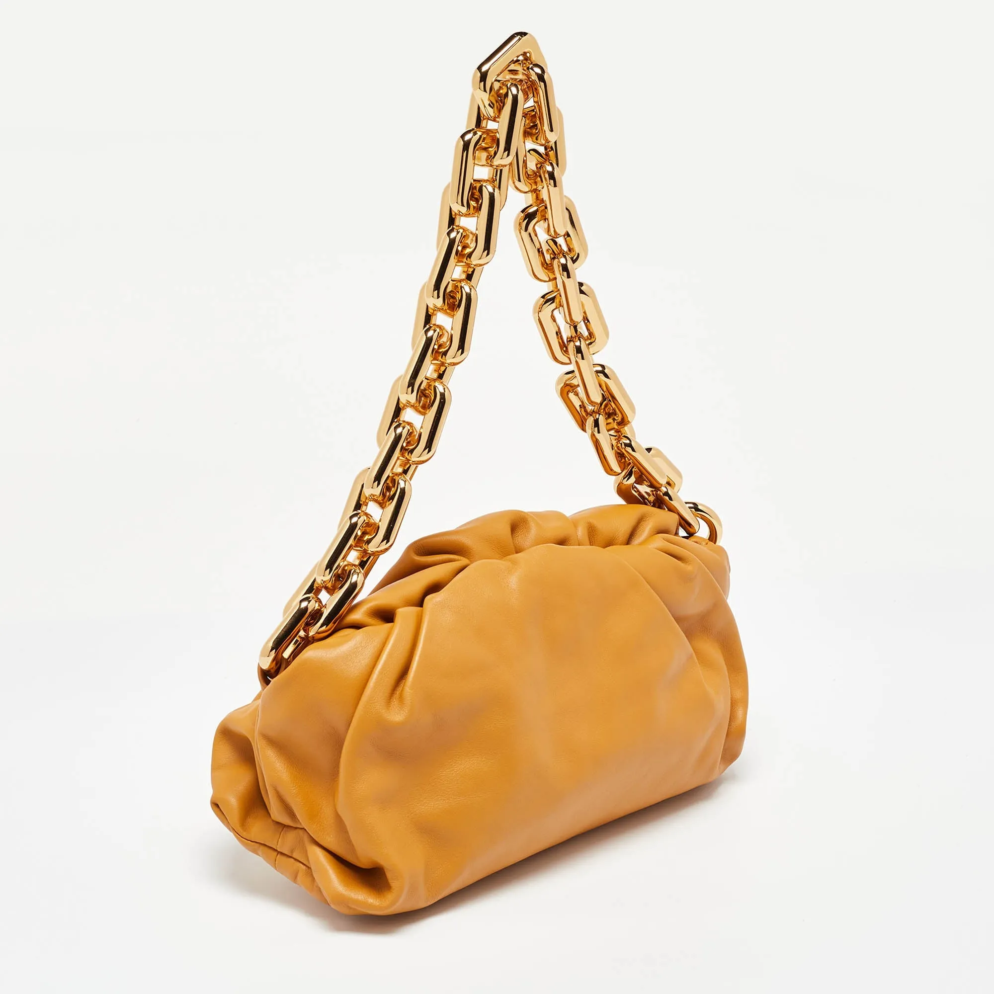 Bottega Veneta Mustard Leather Chain Pouch