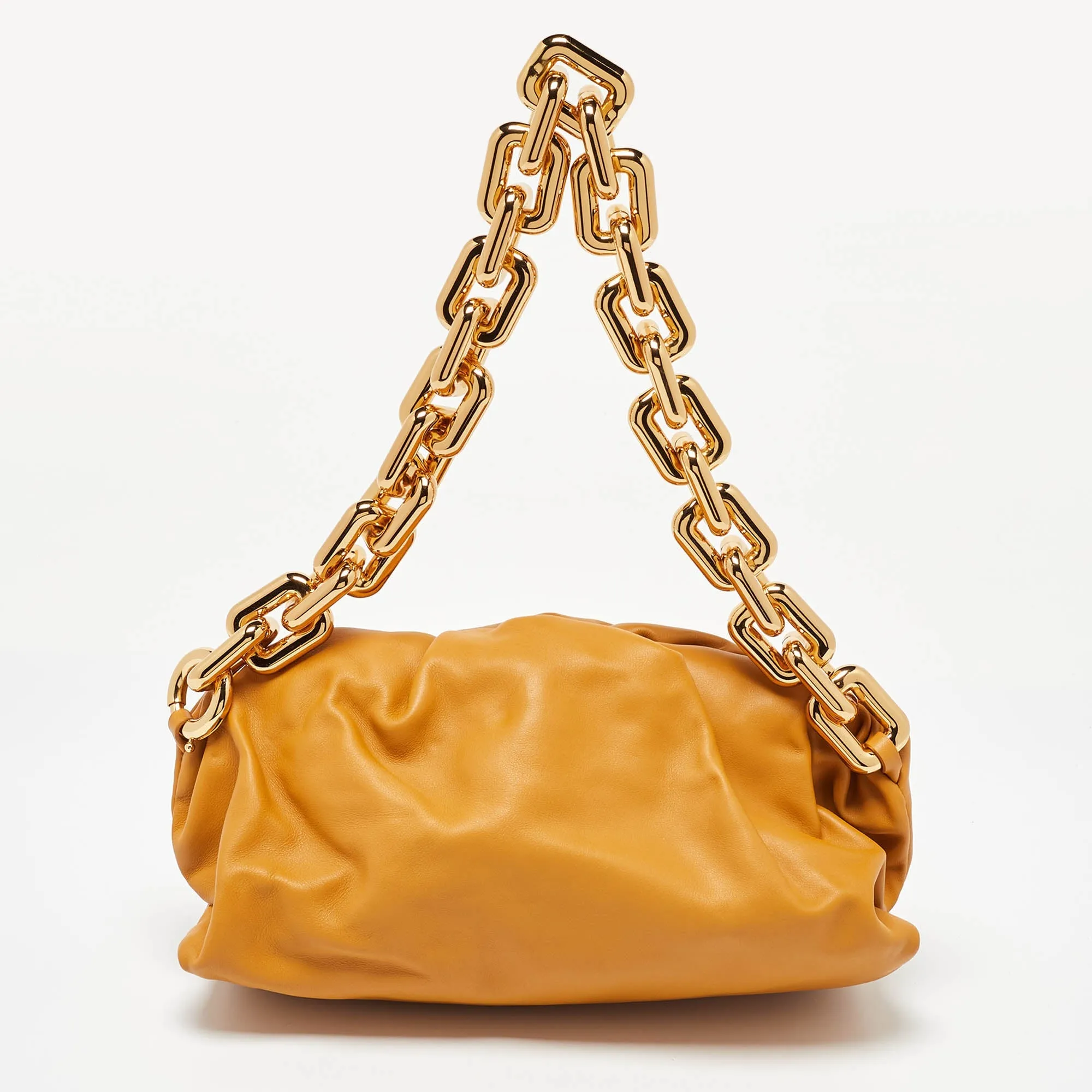 Bottega Veneta Mustard Leather Chain Pouch