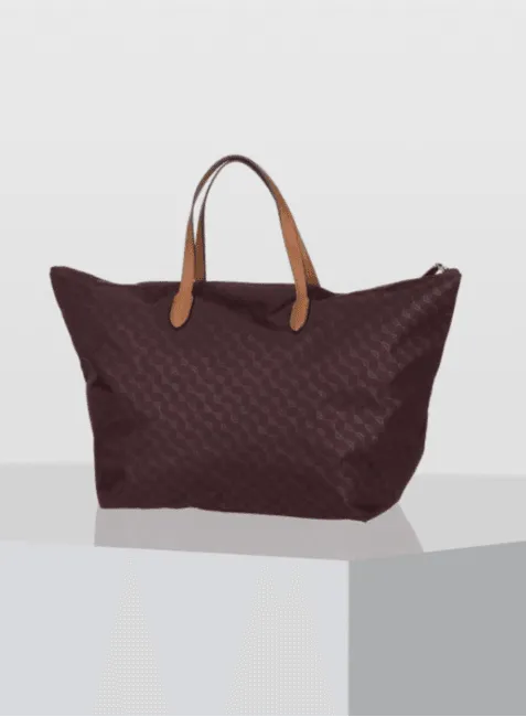 BROWN STRIPED SHOPPING BAG