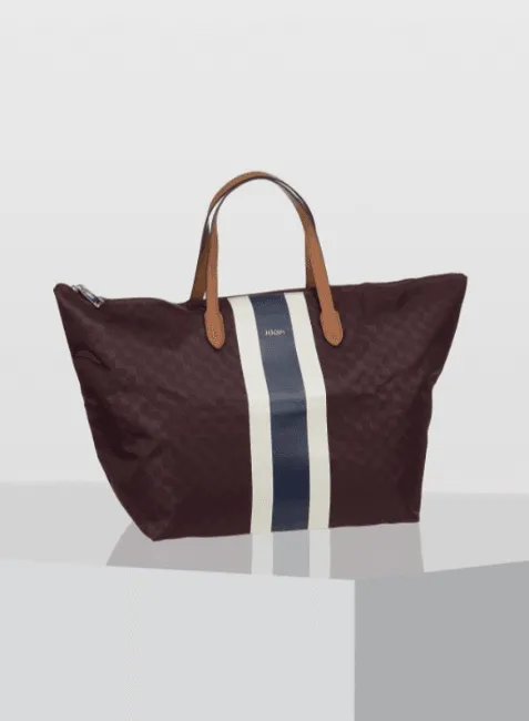 BROWN STRIPED SHOPPING BAG