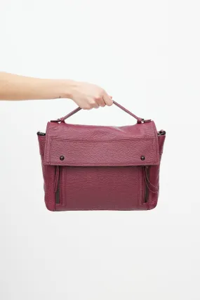 Burgundy Pebbled Leather Pashli Messenger Bag