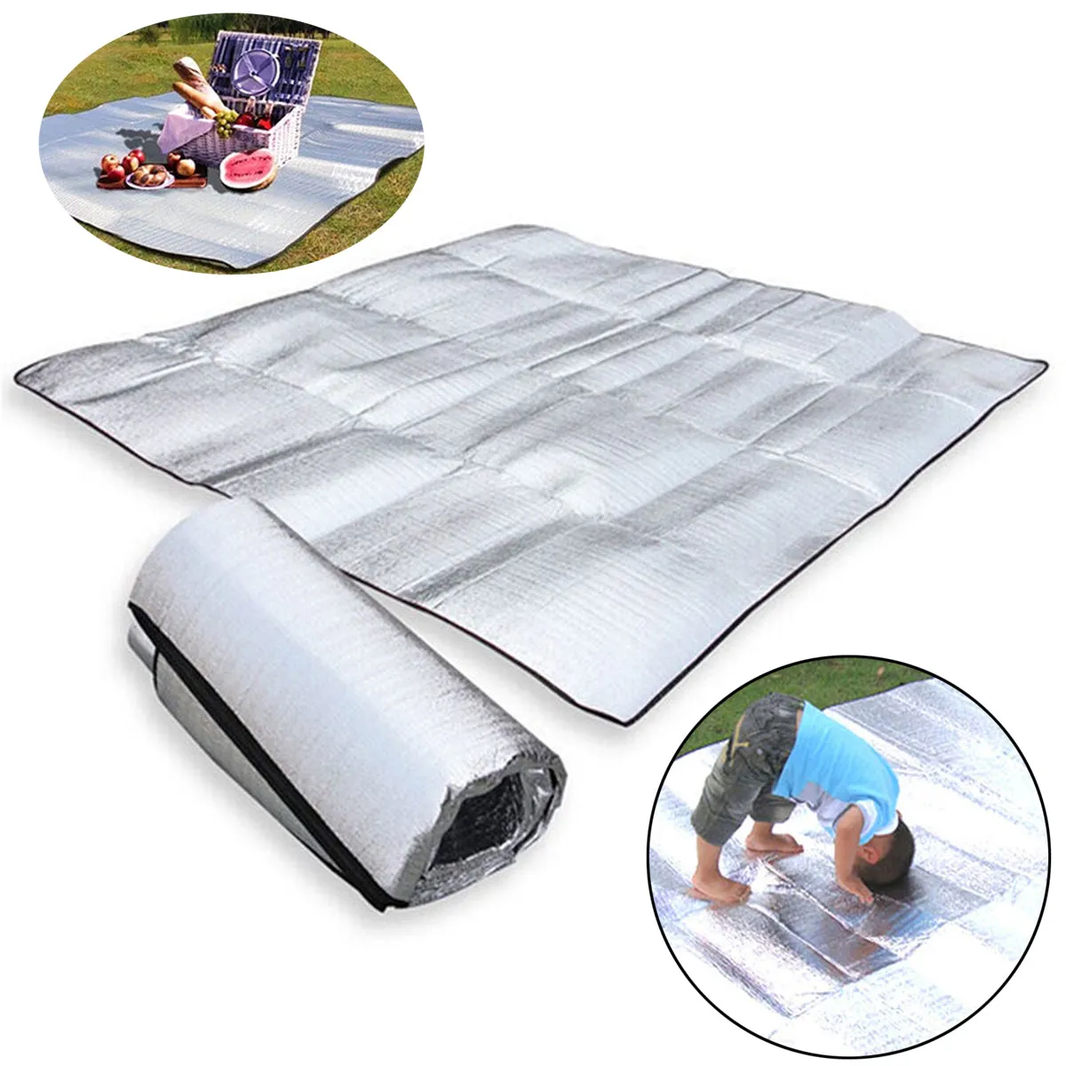 Camping Sleeping Mat Aluminum Foil EVA Mat Outdoor Foldable Moisture-proof Mattress Blanket Waterproof Pad For Camp Picnic