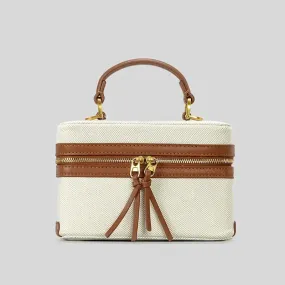 Canvas Box Bag with Leather Details – Structured Crossbody Handbag