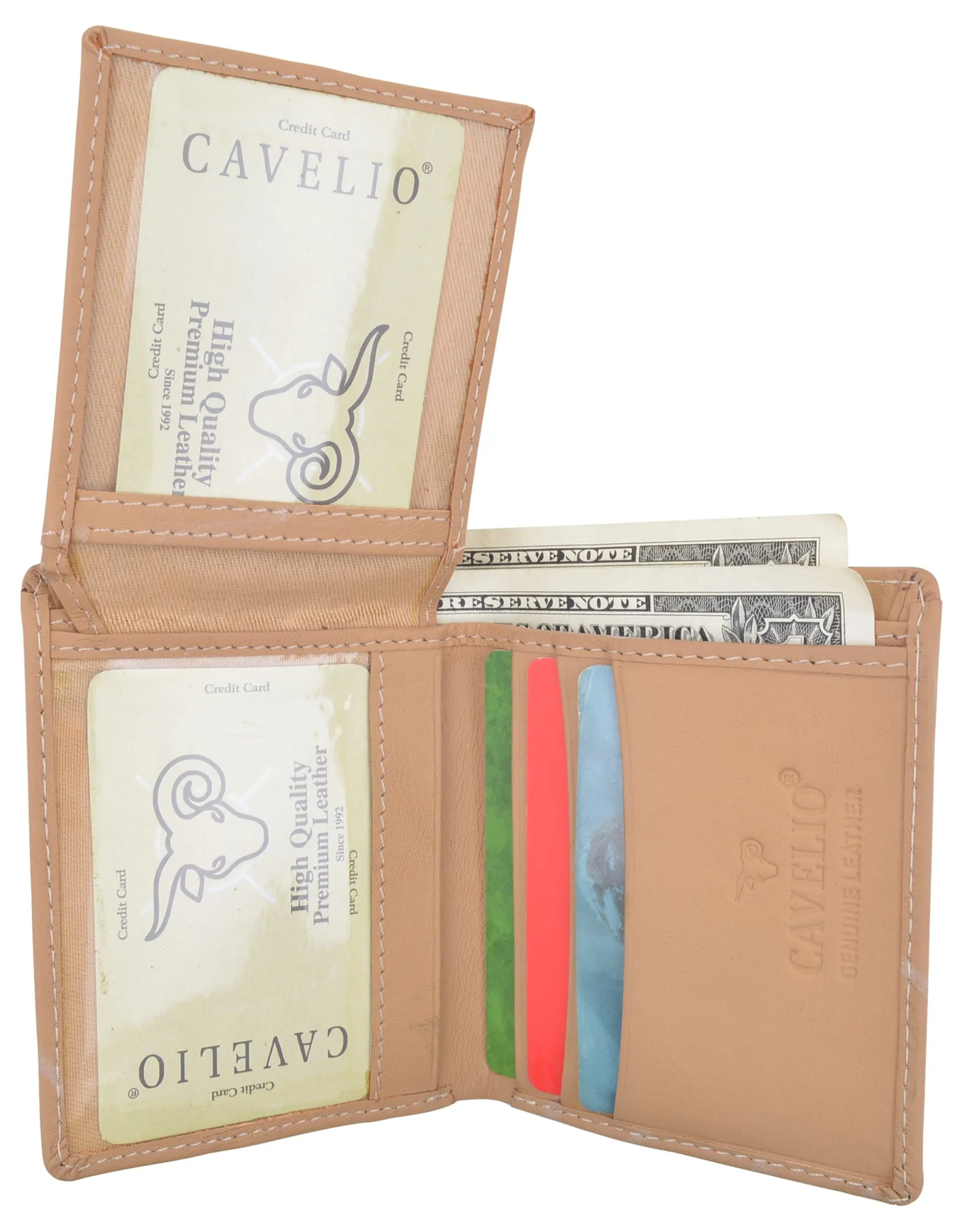 Cavelio Men's Premium Leather L-Shape Bifold Credit Card ID Holder Wallet