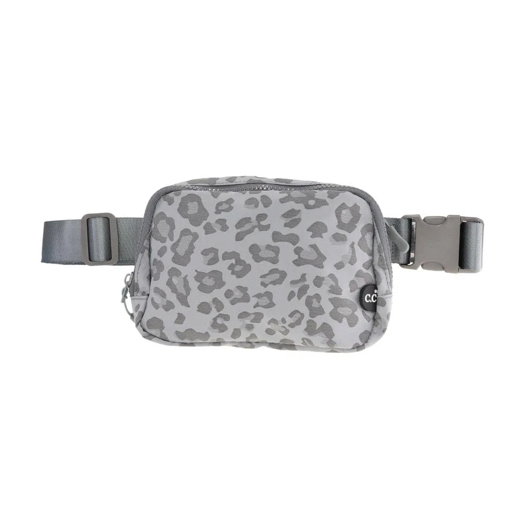 C.C Leopard Patterned Women's Belt Bag: Grey