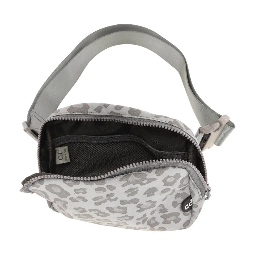 C.C Leopard Patterned Women's Belt Bag: Grey