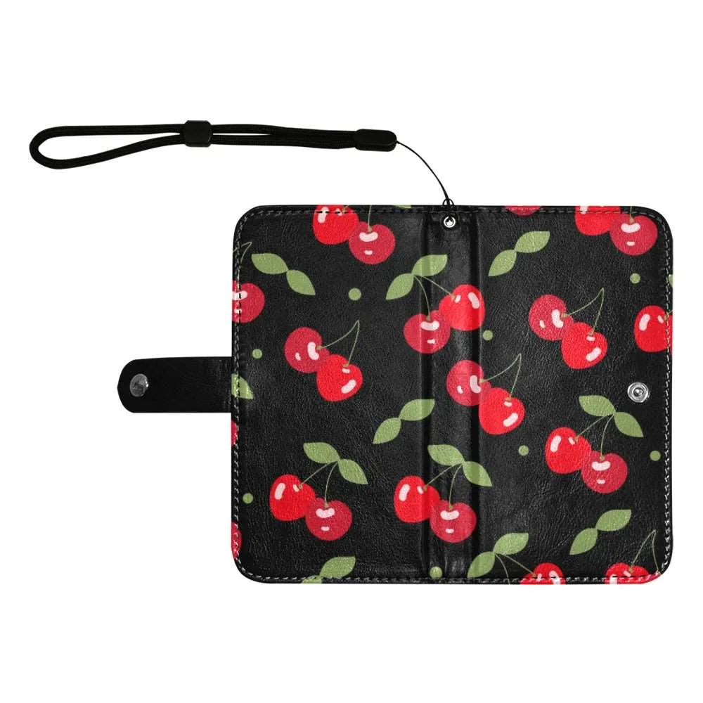 Cherries Flip Leather Purse for Mobile Phone