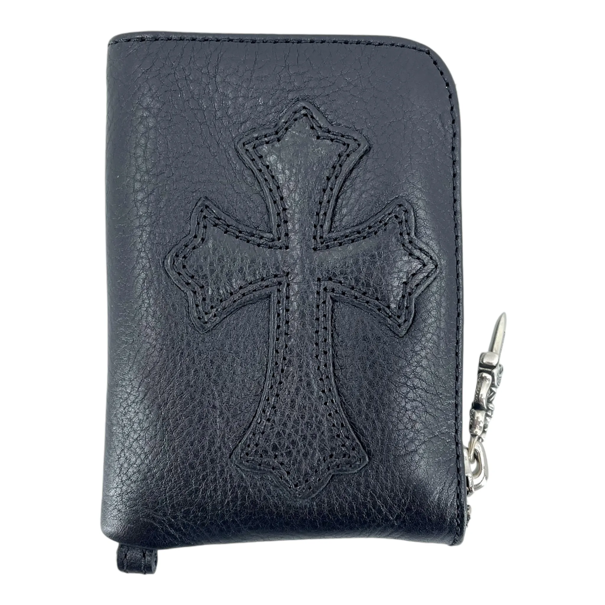 Chrome Hearts Tiny Zip Cross Patch Coin Purse Wallet Black