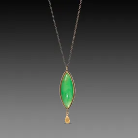 Chrysoprase Necklace with Gold Teardrop