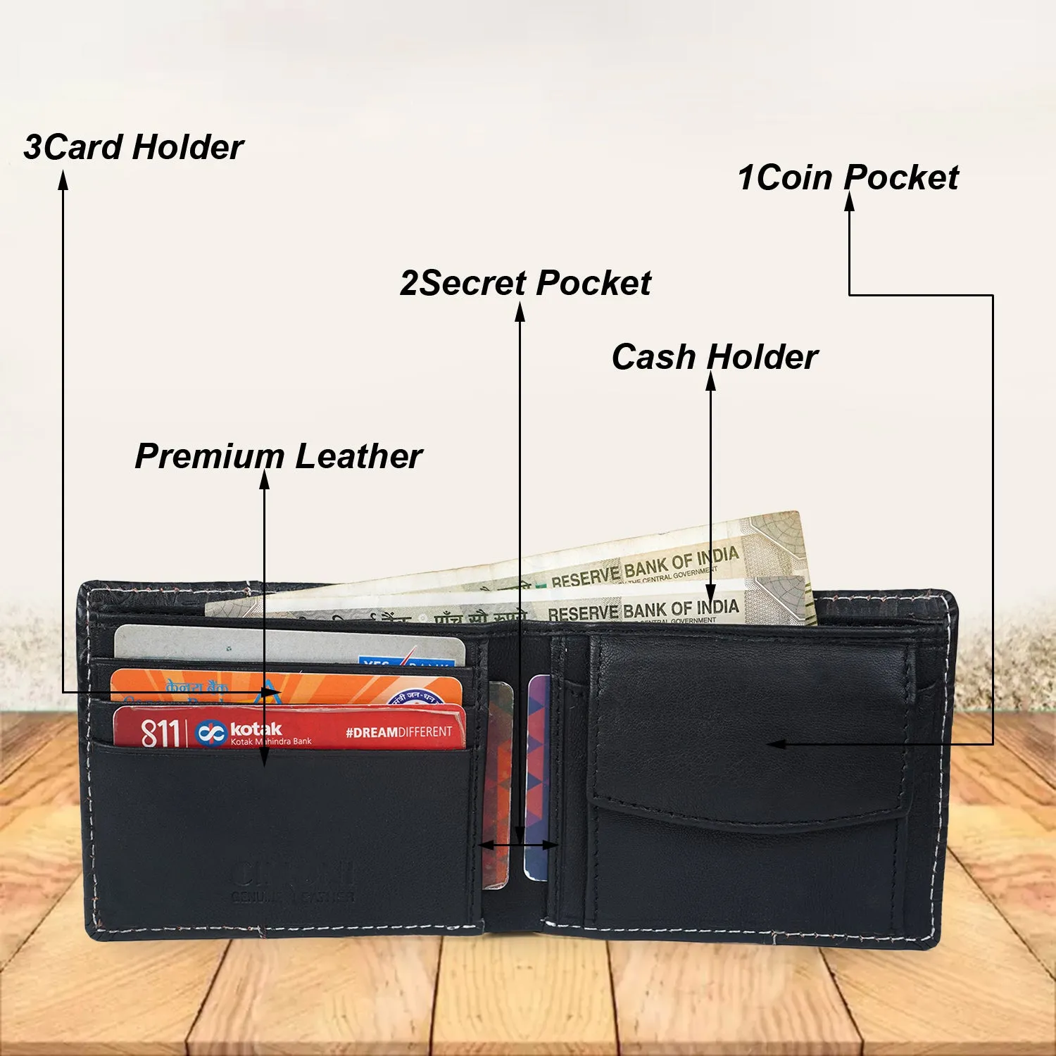 CIMONI Genuine Leather Stylish Classy Ultra Slim Multiple Credit Cards Slot Wallet for Men