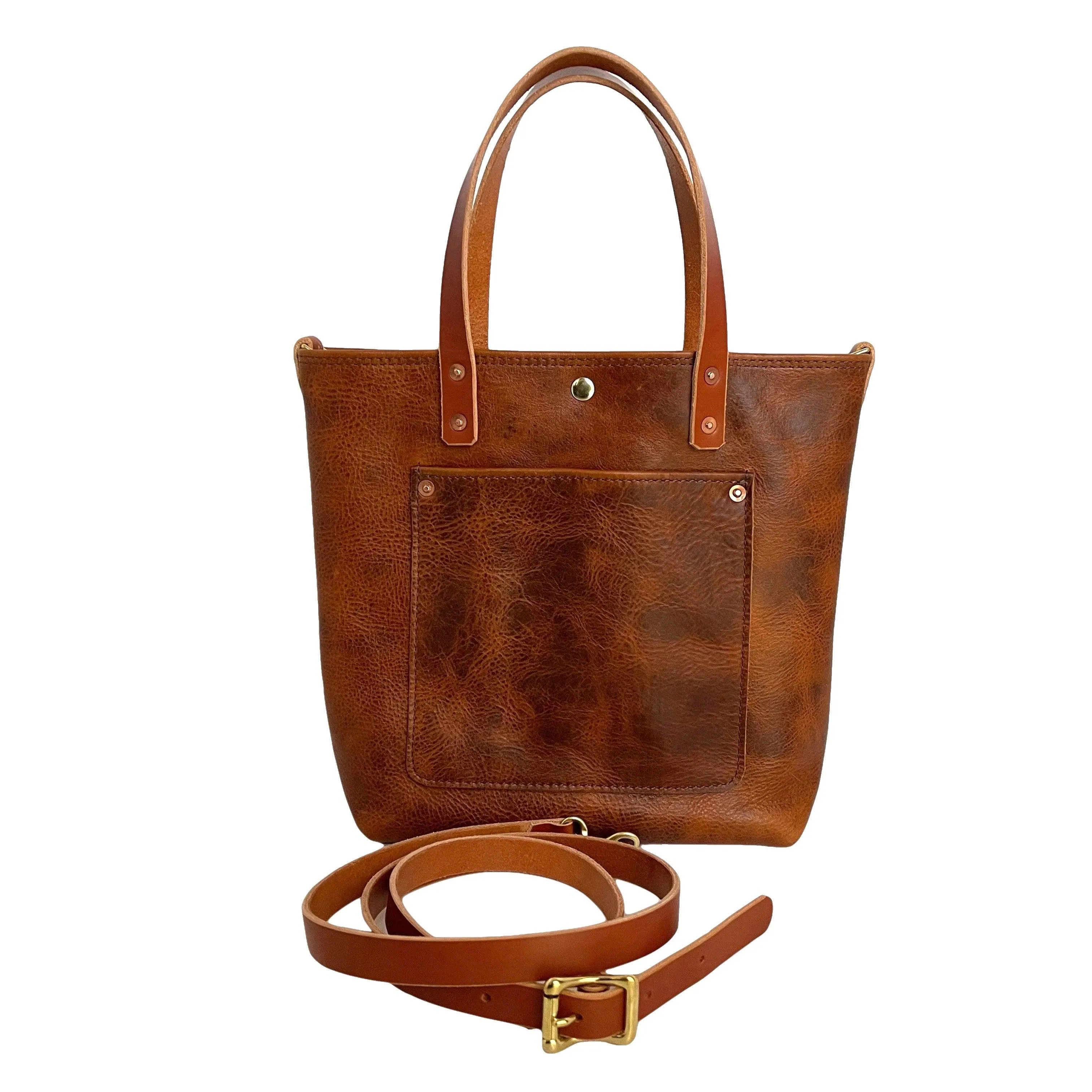 Claremont Crossbody Leather Tote in Dark Umber