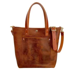 Claremont Crossbody Leather Tote in Dark Umber