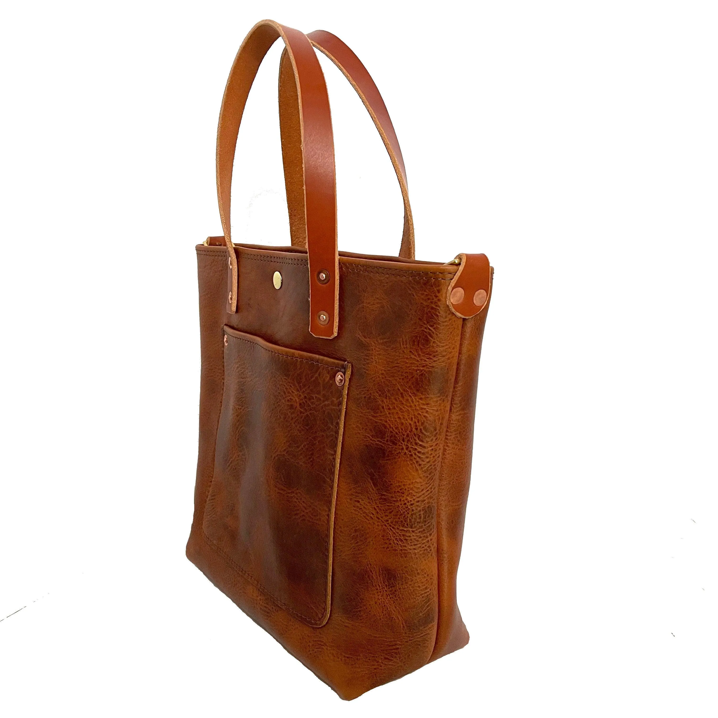 Claremont Crossbody Leather Tote in Dark Umber