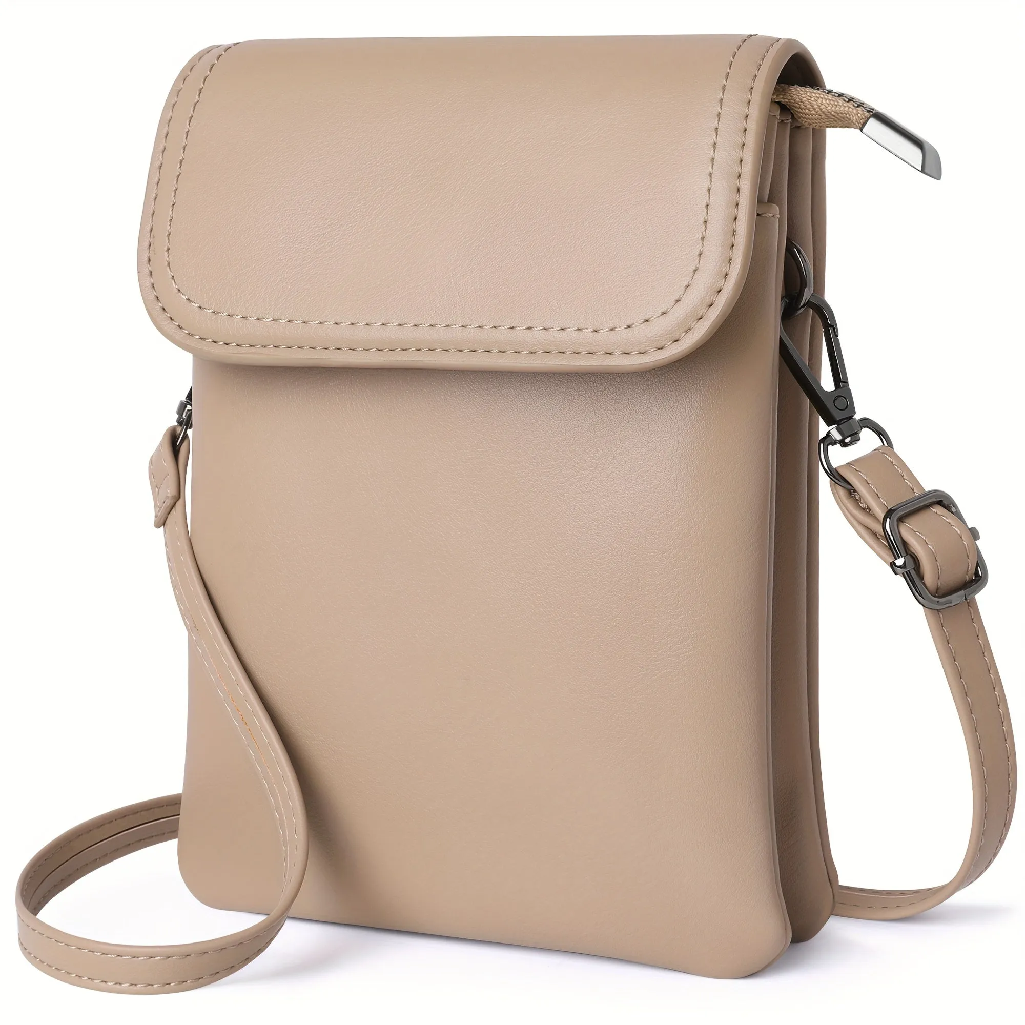 Compact Small Crossbody Phone Bag - Magnetic Closure, Adjustable PU Leather Purse with Shoulder Strap, Polyester Lining, and Casual Style for Women