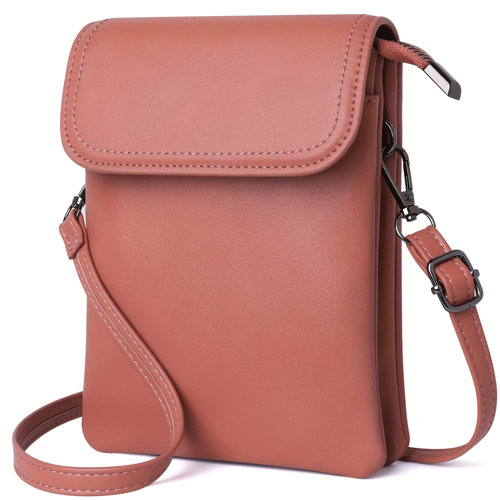 Compact Small Crossbody Phone Bag - Magnetic Closure, Adjustable PU Leather Purse with Shoulder Strap, Polyester Lining, and Casual Style for Women