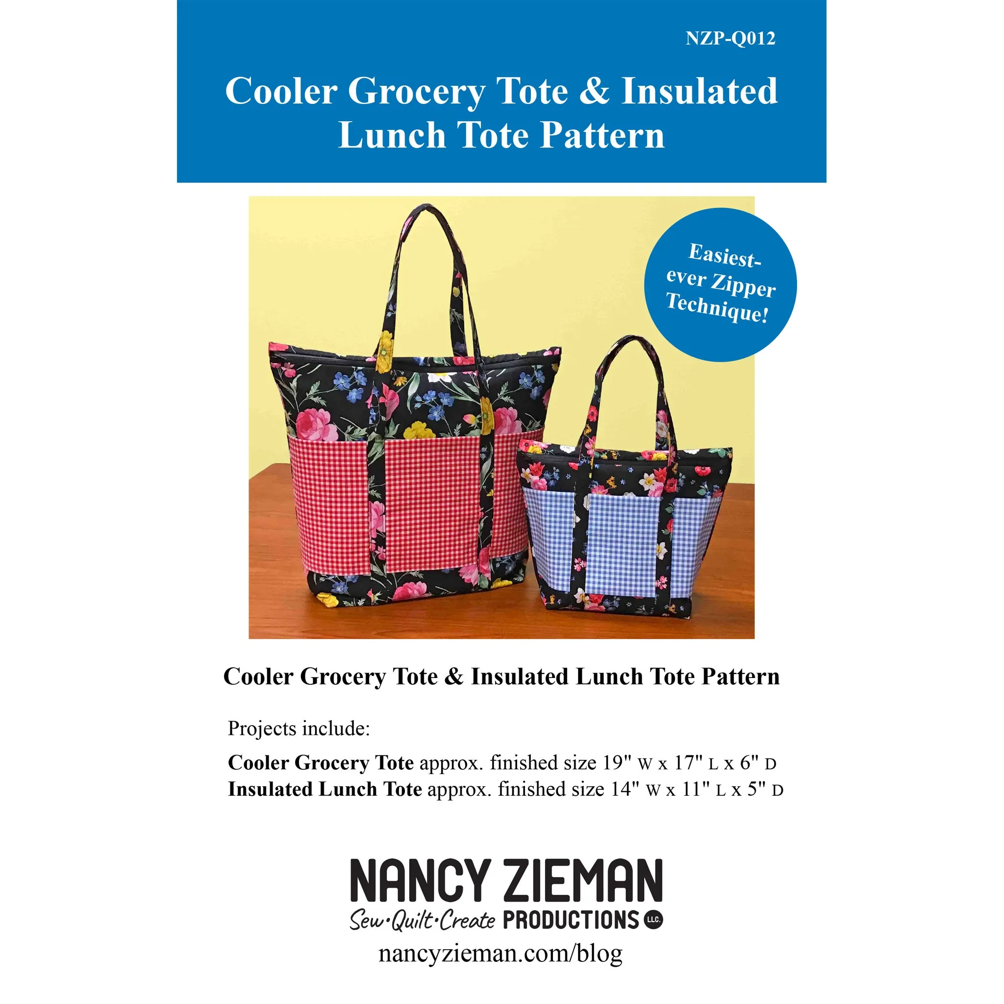 Cooler Grocery Tote & Insulated Lunch Tote NZP-Q012e - Downloadable Pattern