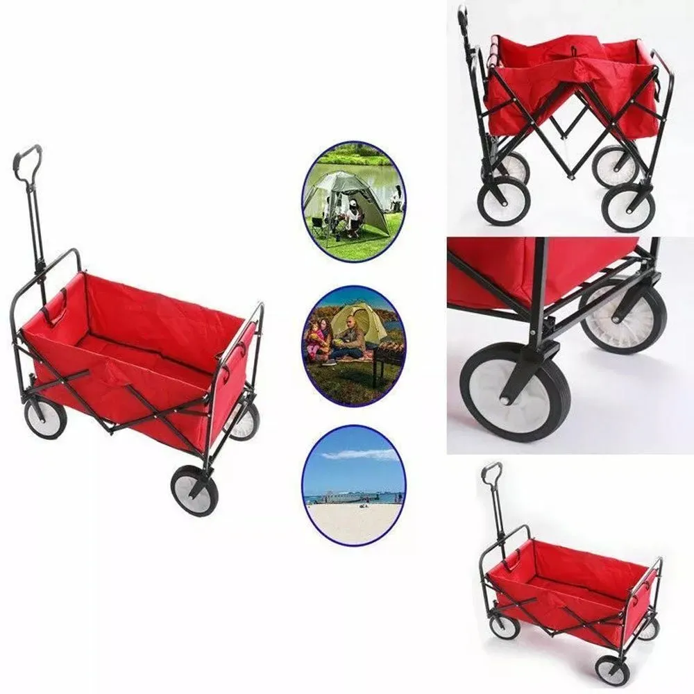 CRONY TC3015 Folding Cart Heavy Duty  Collapsible Folding  Wagon Utility Shopping Outdoor Camping Garden Cart | Black