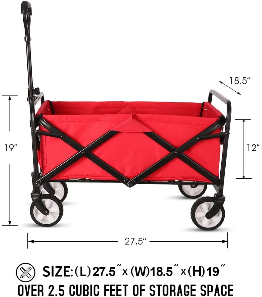 CRONY TC3015 Folding Cart Heavy Duty  Collapsible Folding  Wagon Utility Shopping Outdoor Camping Garden Cart | Black