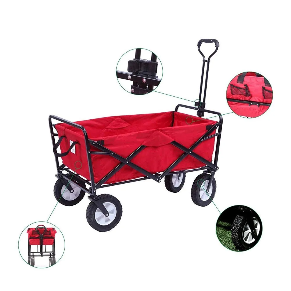 CRONY TC3015 Folding Cart Heavy Duty  Collapsible Folding  Wagon Utility Shopping Outdoor Camping Garden Cart | Black