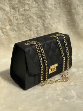 Cross-Body Bag with Golden Chain Black