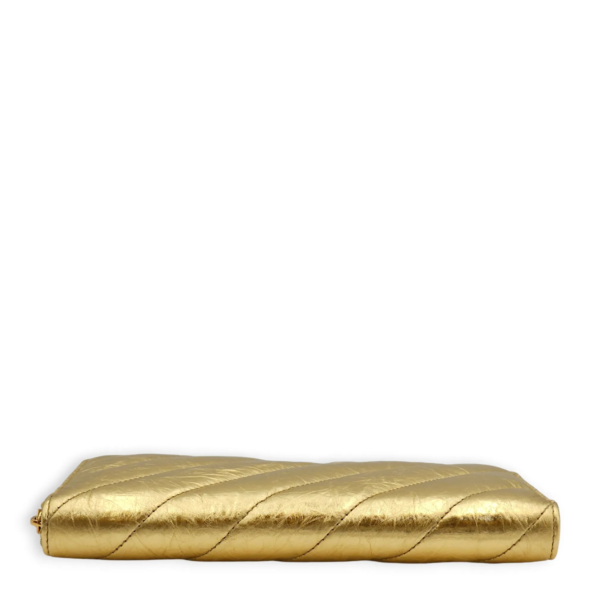 Crush Continental Gold Wallet in Metallic calf, Gold hardware