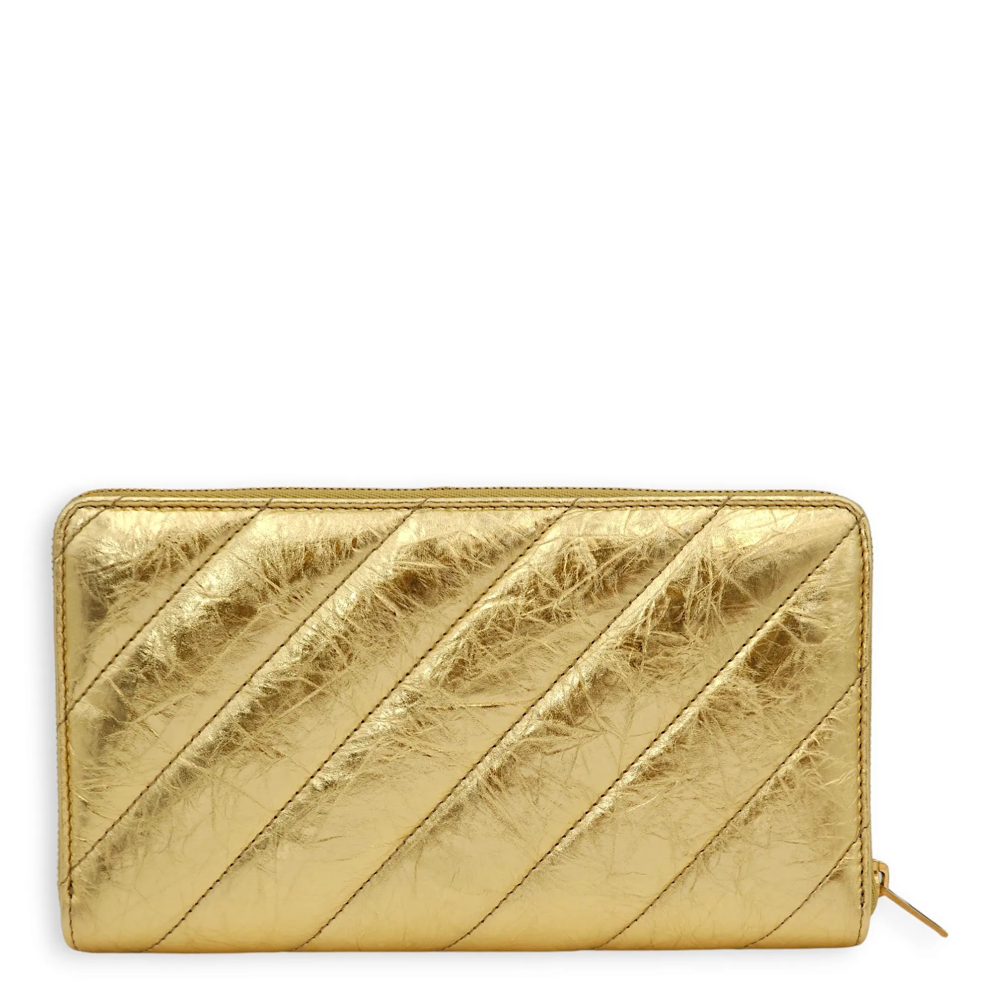 Crush Continental Gold Wallet in Metallic calf, Gold hardware