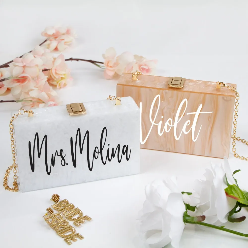 Custom Mrs Last Name Box Clutch-LP