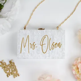 Custom Mrs Last Name Box Clutch-LP