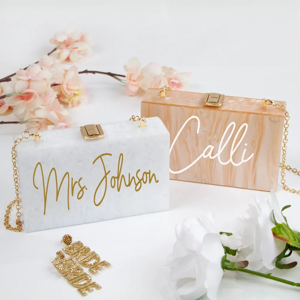 Custom Mrs Last Name Box Clutch-LP