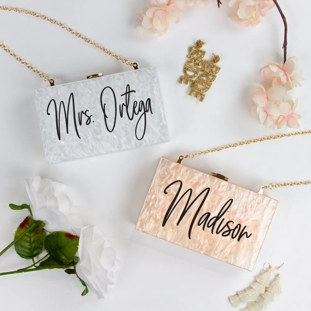 Custom Mrs Last Name Box Clutch-LP