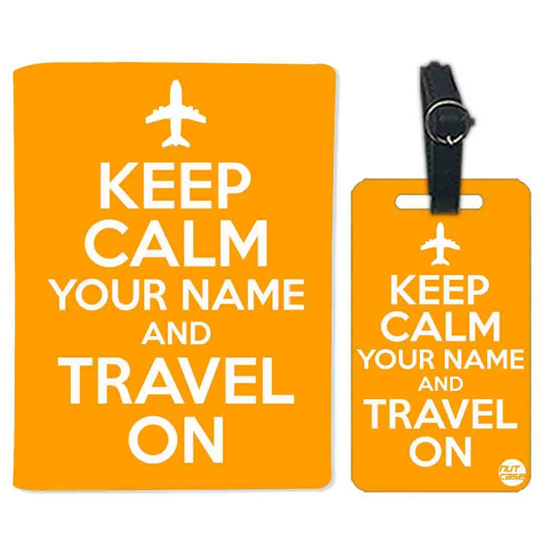 Customized Passport Cover Baggage Tag Set - Keep Calm Yellow