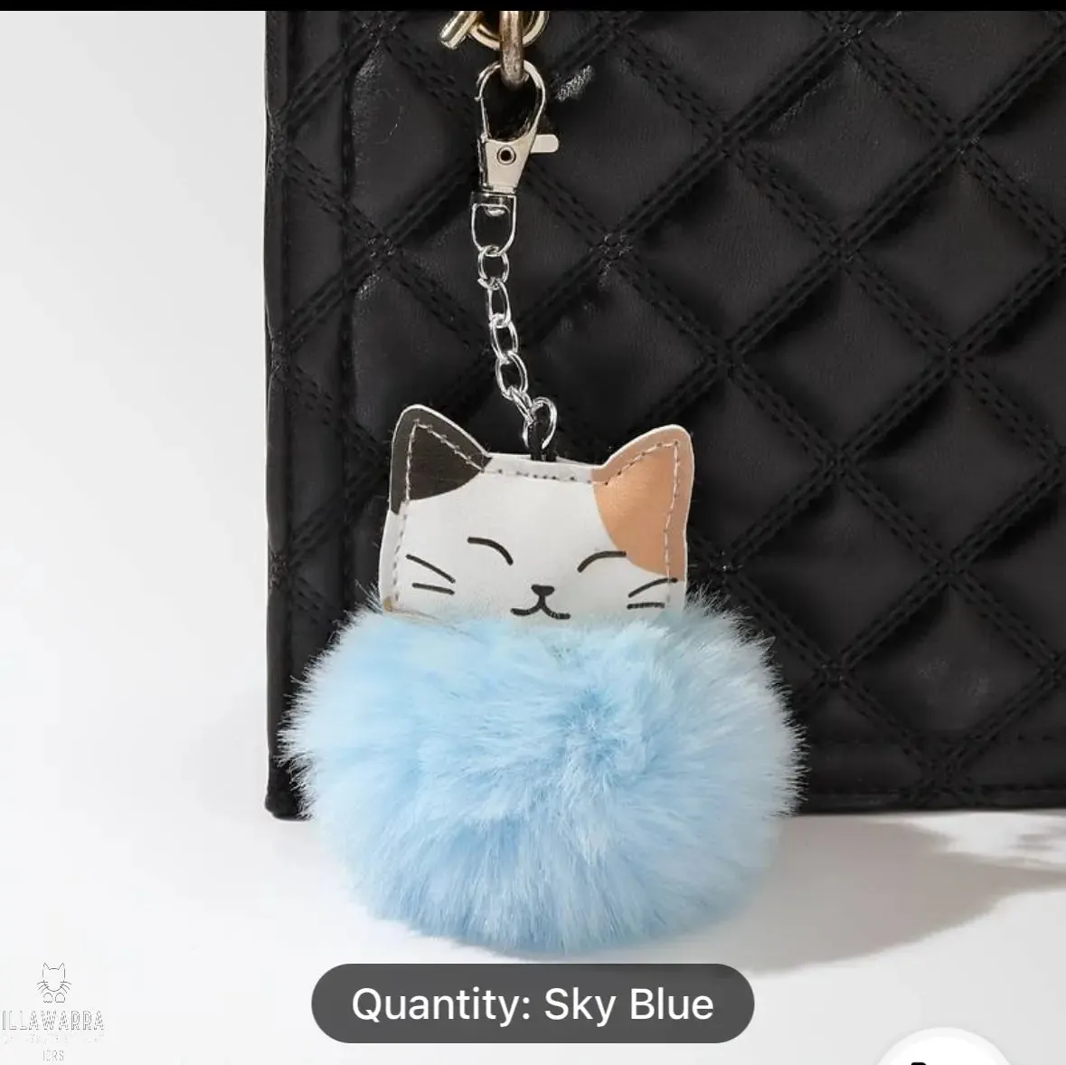 Cute Cat Pom Pom Key Ring