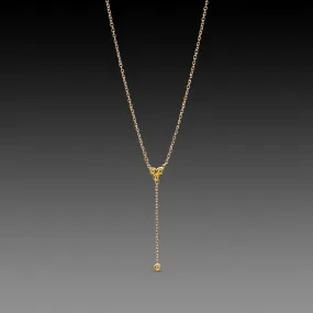 Delicate Diamond Trio Necklace with Diamond Drop