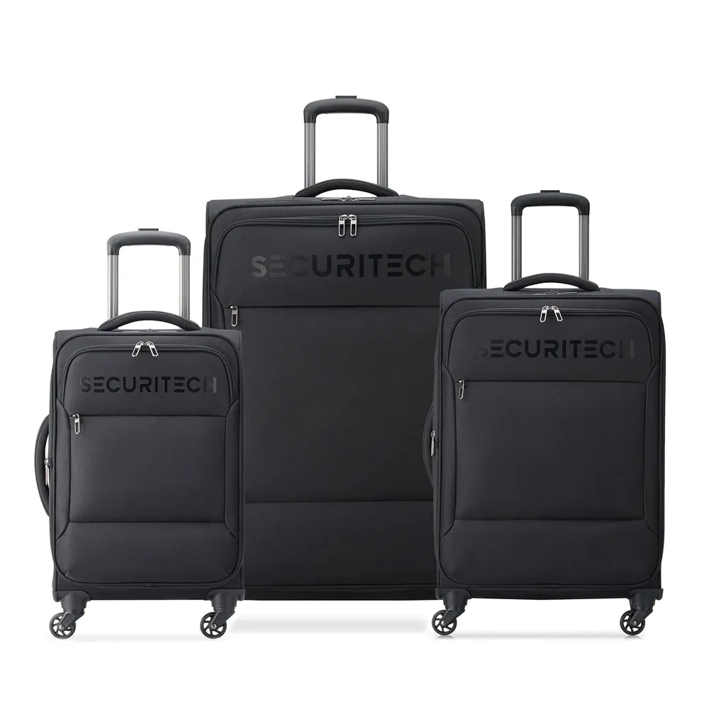 Delsey Paris Securitech Vanguard DY40038 66cm 4 Double Wheels Expandable Cabin Soft Trolley Case - Black