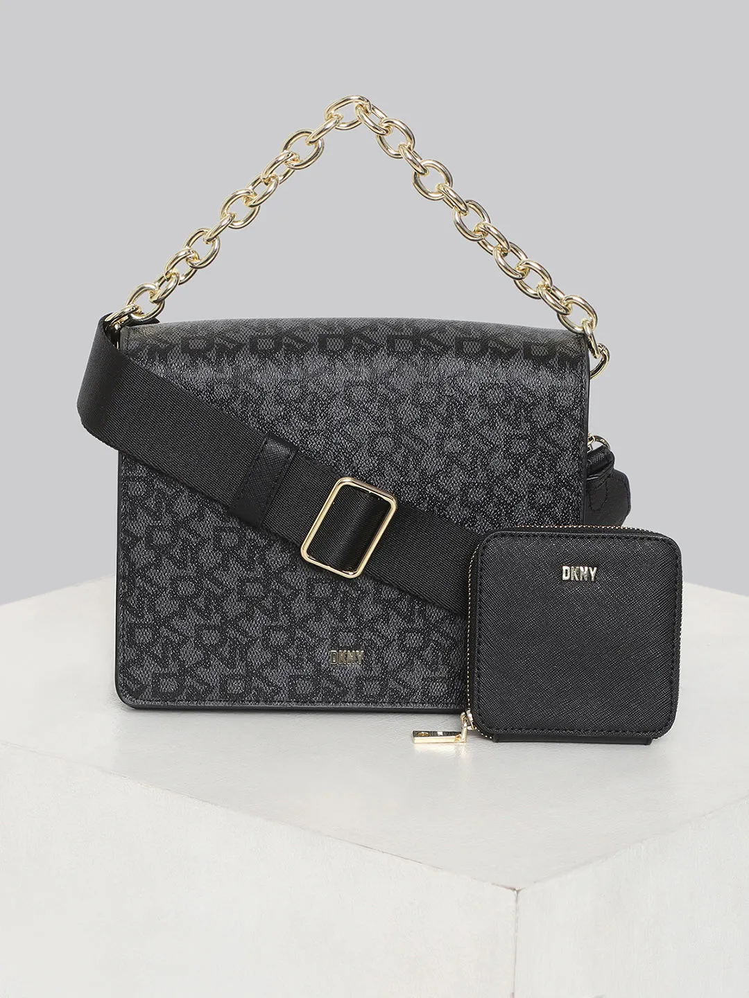 DKNY Women Black Printed Crossbody