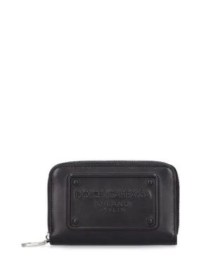 Dolce&amp;Gabbana   Logo embossed leather zip wallet 