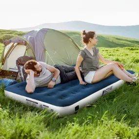 Double Size Camping Air Bed with Bag Pump – Navy/White